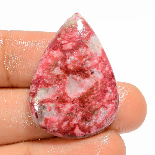 Attractive Top Grade Quality 100% Natural Pink Thulite Pear Shape Cabochon Loose Gemstone For Making Jewelry 33.5 Ct. 31X22X5 mm V-5267