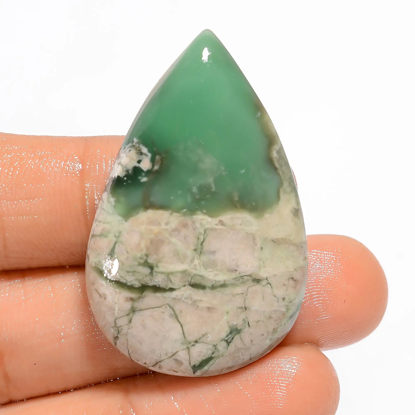 Stunning Top Grade Quality 100% Natural Variscite Pear Shape Cabochon Loose Gemstone For Making Jewelry 45.5 Ct. 38X24X6 mm V-5284