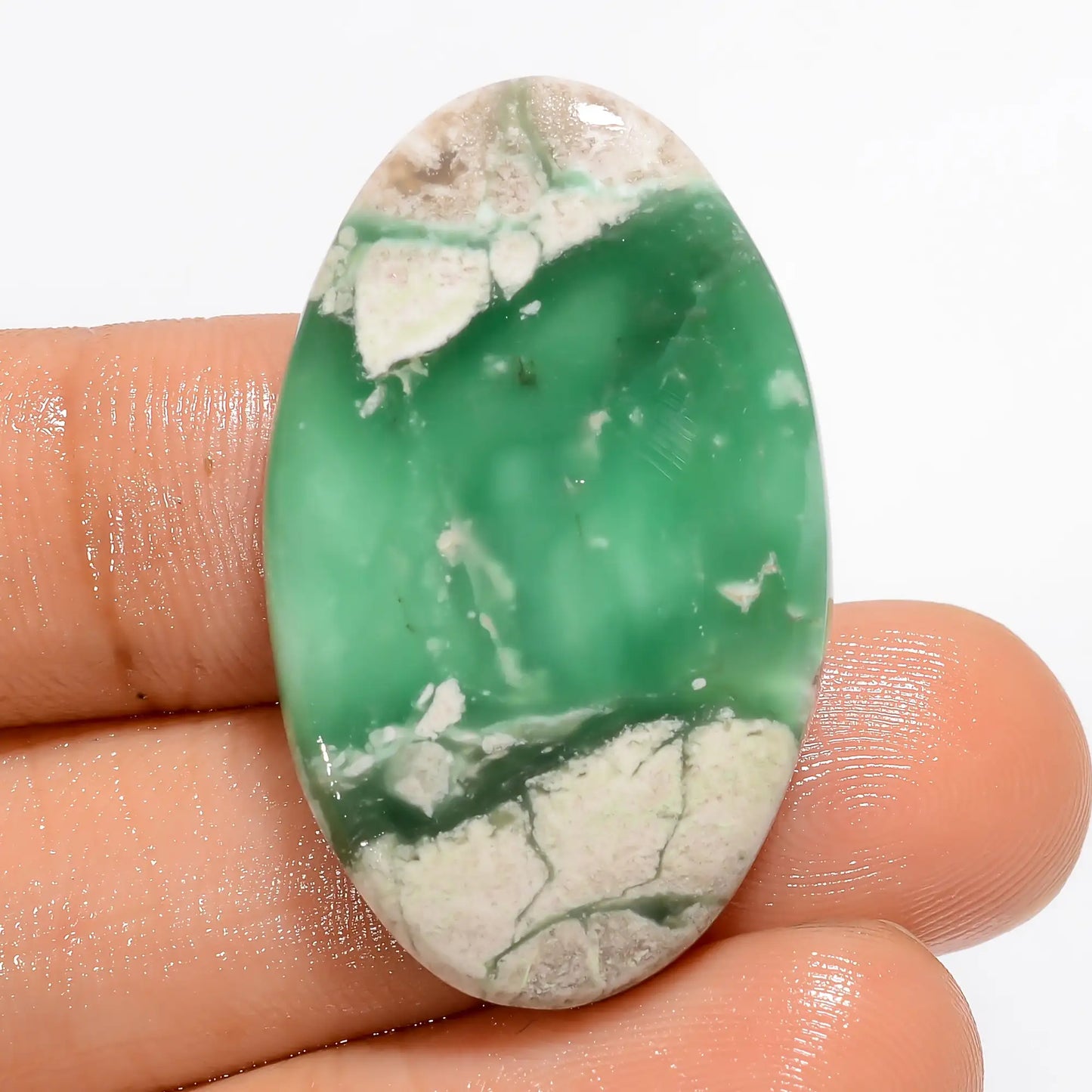 Terrific Top Grade Quality 100% Natural Variscite Oval Shape Cabochon Loose Gemstone For Making Jewelry 31.5 Ct. 34X20X4 mm V-5287