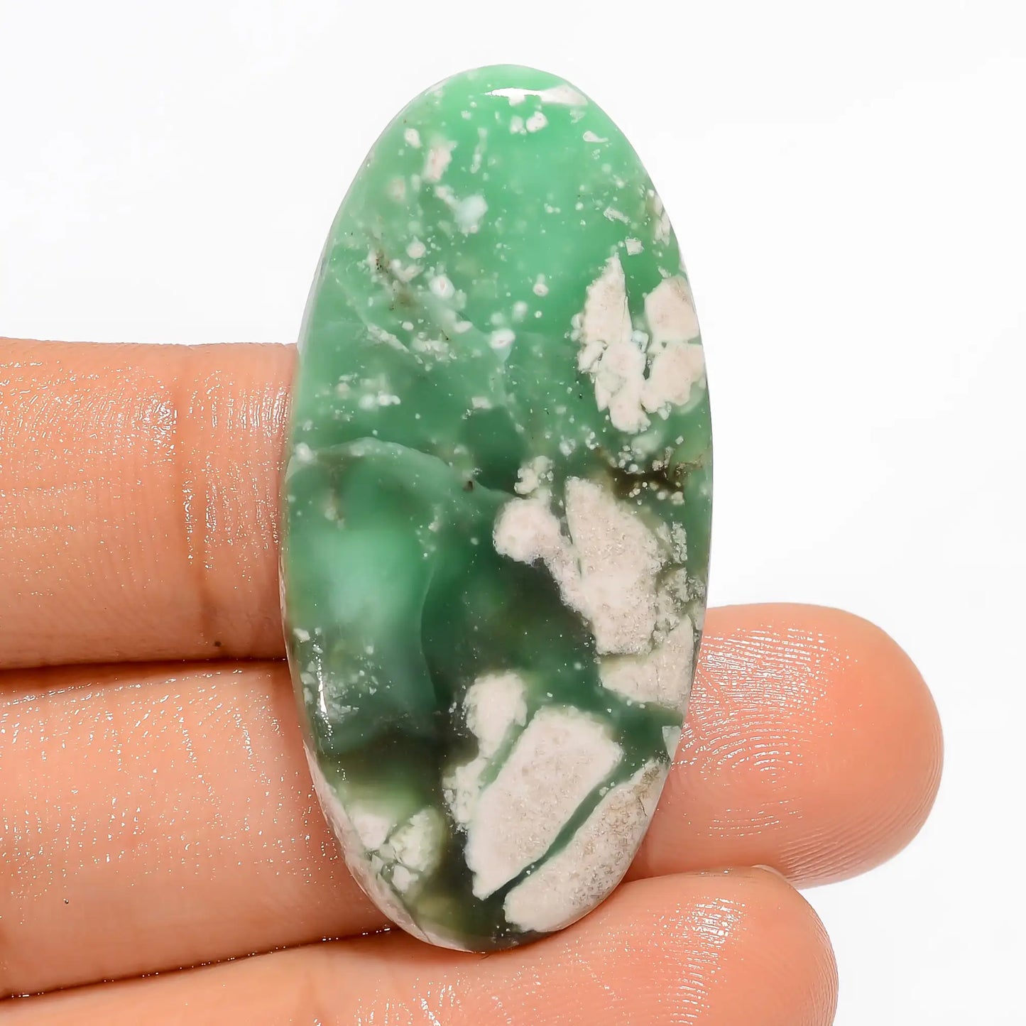 Unique Top Grade Quality 100% Natural Variscite Oval Shape Cabochon Loose Gemstone For Making Jewelry 30.5 Ct. 40X19X3 mm V-5288