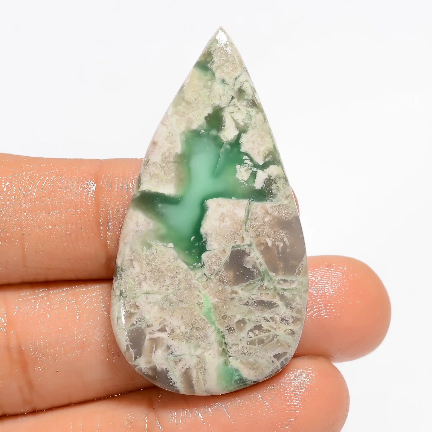 Wonderful Top Grade Quality 100% Natural Variscite Pear Shape Cabochon Loose Gemstone For Making Jewelry 40.5 Ct. 44X23X4 mm V-5289