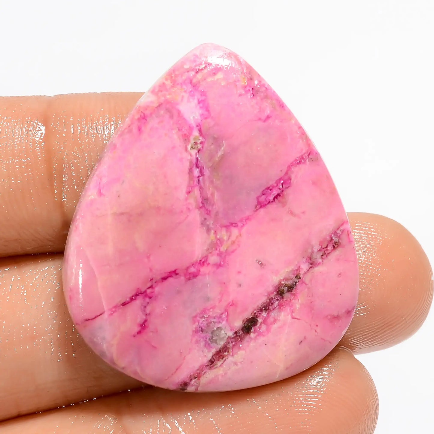 Wonderful Top Grade Quality 100% Natural Pink Cobalt Calcite Pear Shape Cabochon Loose Gemstone For Making Jewelry 40 Ct. 32X27X4 mm V-5333