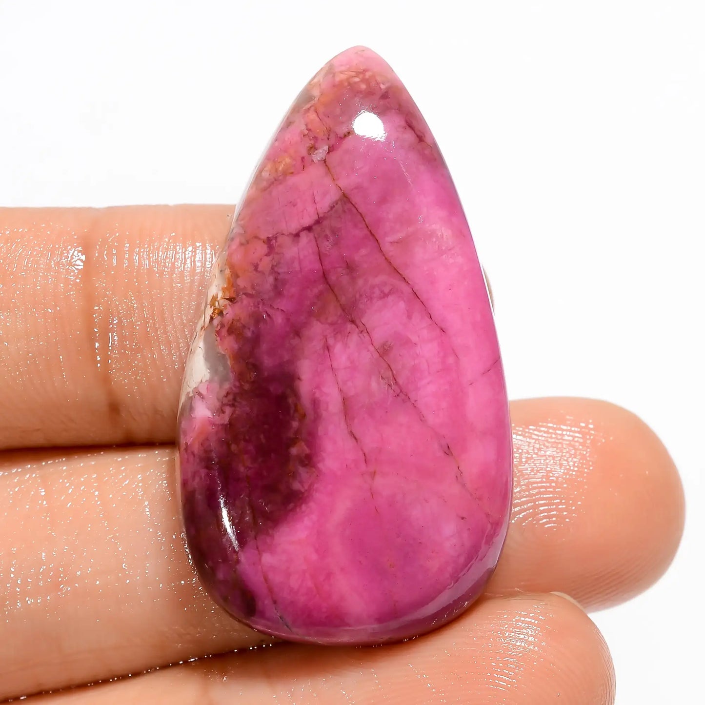 Excellent Top Grade Quality 100% Natural Pink Cobalt Calcite Pear Shape Cabochon Loose Gemstone For Making Jewelry 45.5 Ct. 37X22X6 mm V-5340