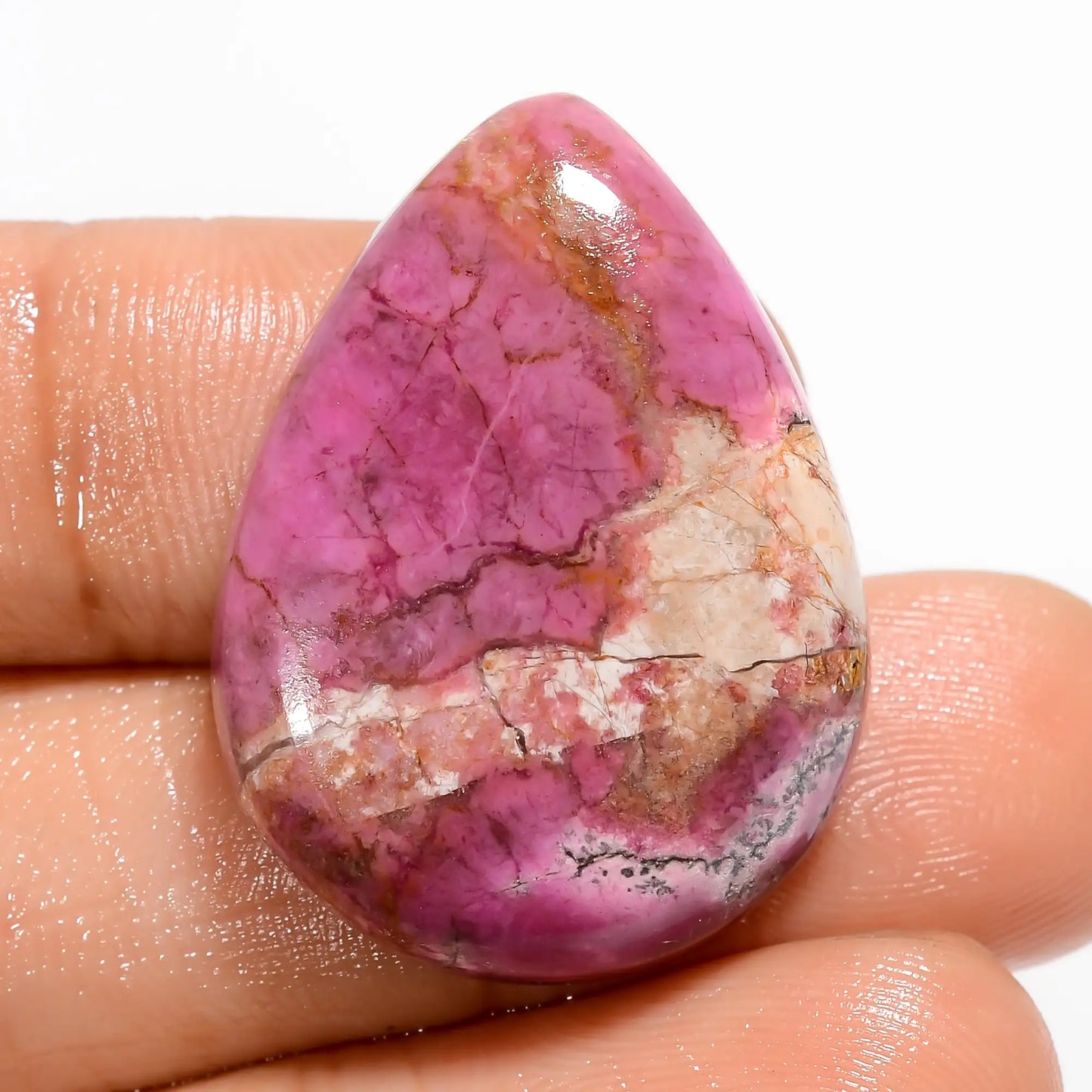 Gorgeous Top Grade Quality 100% Natural Pink Cobalt Calcite Pear Shape Cabochon Loose Gemstone For Making Jewelry 34.5 Ct. 29X21X6 mm V-5344