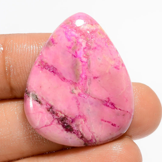 Amazing Top Grade Quality 100% Natural Pink Cobalt Calcite Pear Shape Cabochon Loose Gemstone For Making Jewelry 30.5 Ct. 30X25X5 mm V-5348