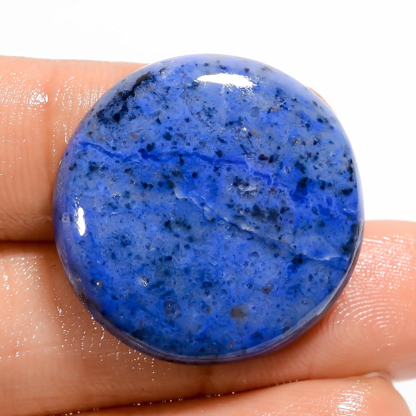 Stunning Top Grade Quality 100% Natural Dumortierite Round Shape Cabochon Loose Gemstone For Making Jewelry 31.5 Ct. 25X25X5 mm V-5368