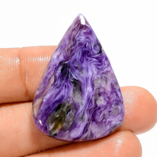 Unique Top Grade Quality 100% Natural Charoite Pear Shape Cabochon Loose Gemstone For Making Jewelry 39.5 Ct. 34X24X5 mm V-5372