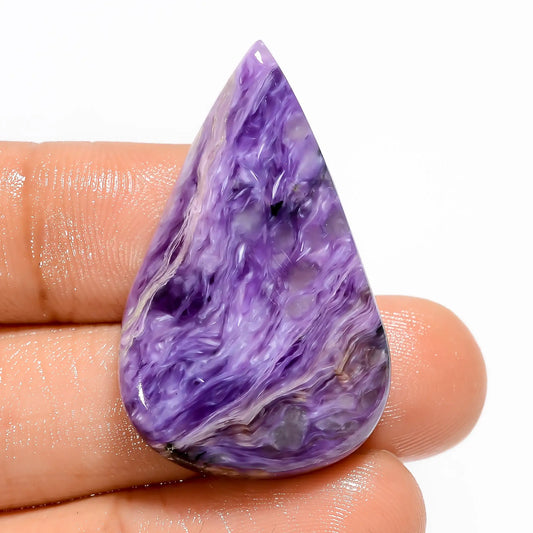 Attractive Top Grade Quality 100% Natural Charoite Pear Shape Cabochon Loose Gemstone For Making Jewelry 39.5 Ct. 34X21X6 mm V-5377