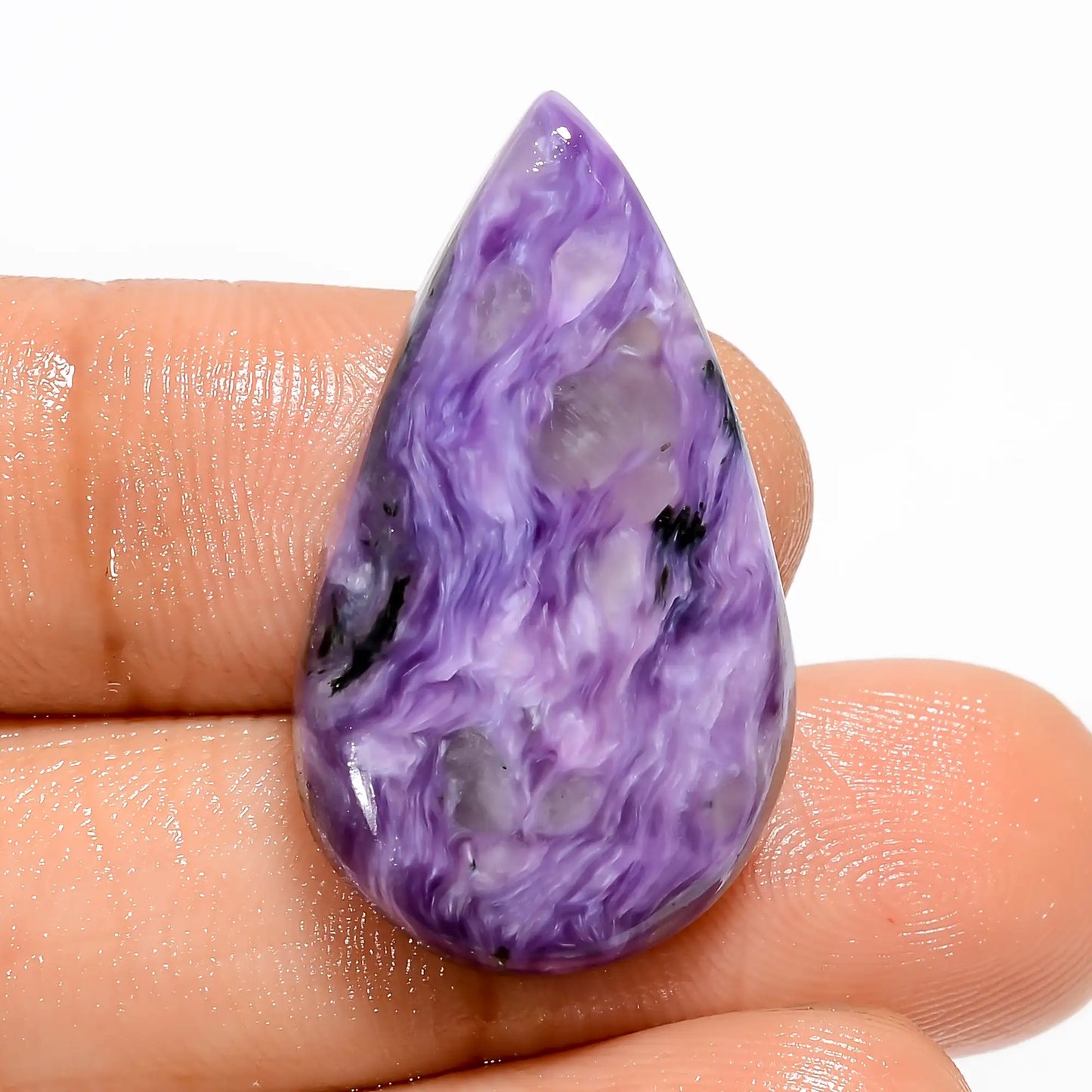 Awesome Top Grade Quality 100% Natural Charoite Pear Shape Cabochon Loose Gemstone For Making Jewelry 21.5 Ct. 29X16X5 mm V-5378