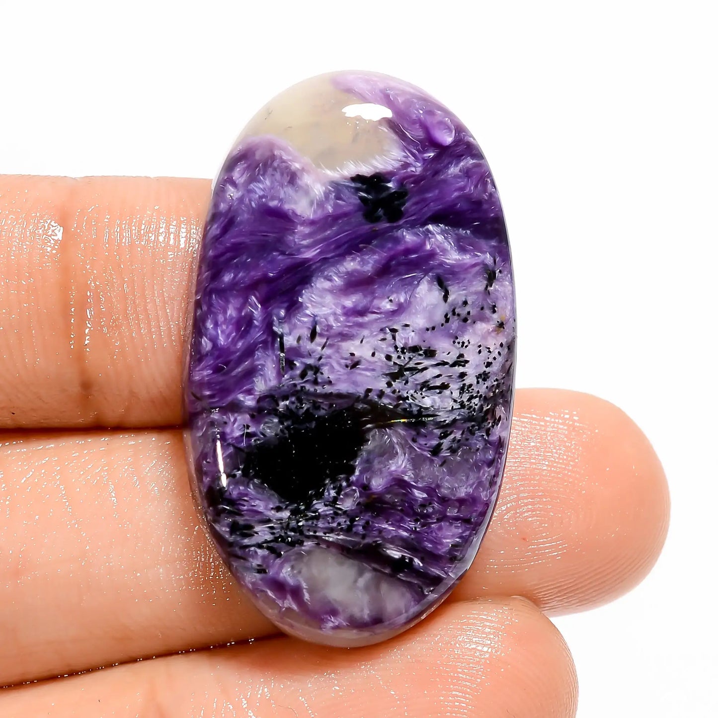 Classic Top Grade Quality 100% Natural Charoite Oval Shape Cabochon Loose Gemstone For Making Jewelry 37 Ct. 33X19X5 mm V-5380