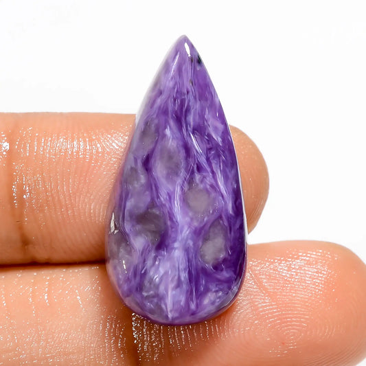 Dazzling Top Grade Quality 100% Natural Charoite Pear Shape Cabochon Loose Gemstone For Making Jewelry 20.5 Ct. 28X13X6 mm V-5381