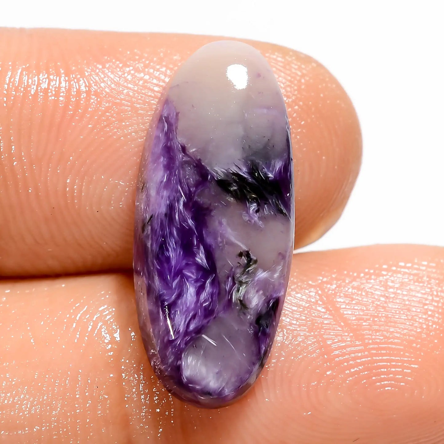 Amazing Top Grade Quality 100% Natural Charoite Oval Shape Cabochon Loose Gemstone For Making Jewelry 7.5 Ct. 21X9X4 mm V-5390