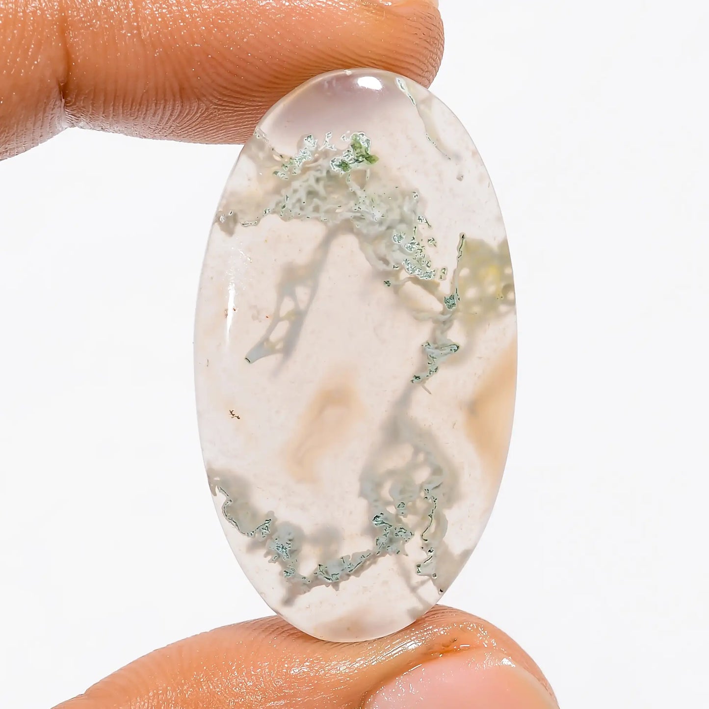 Wonderful Top Grade Quality 100% Natural Moss Agate Oval Shape Cabochon Loose Gemstone For Making Jewelry 30 Ct. 36X20X5 mm V-5431