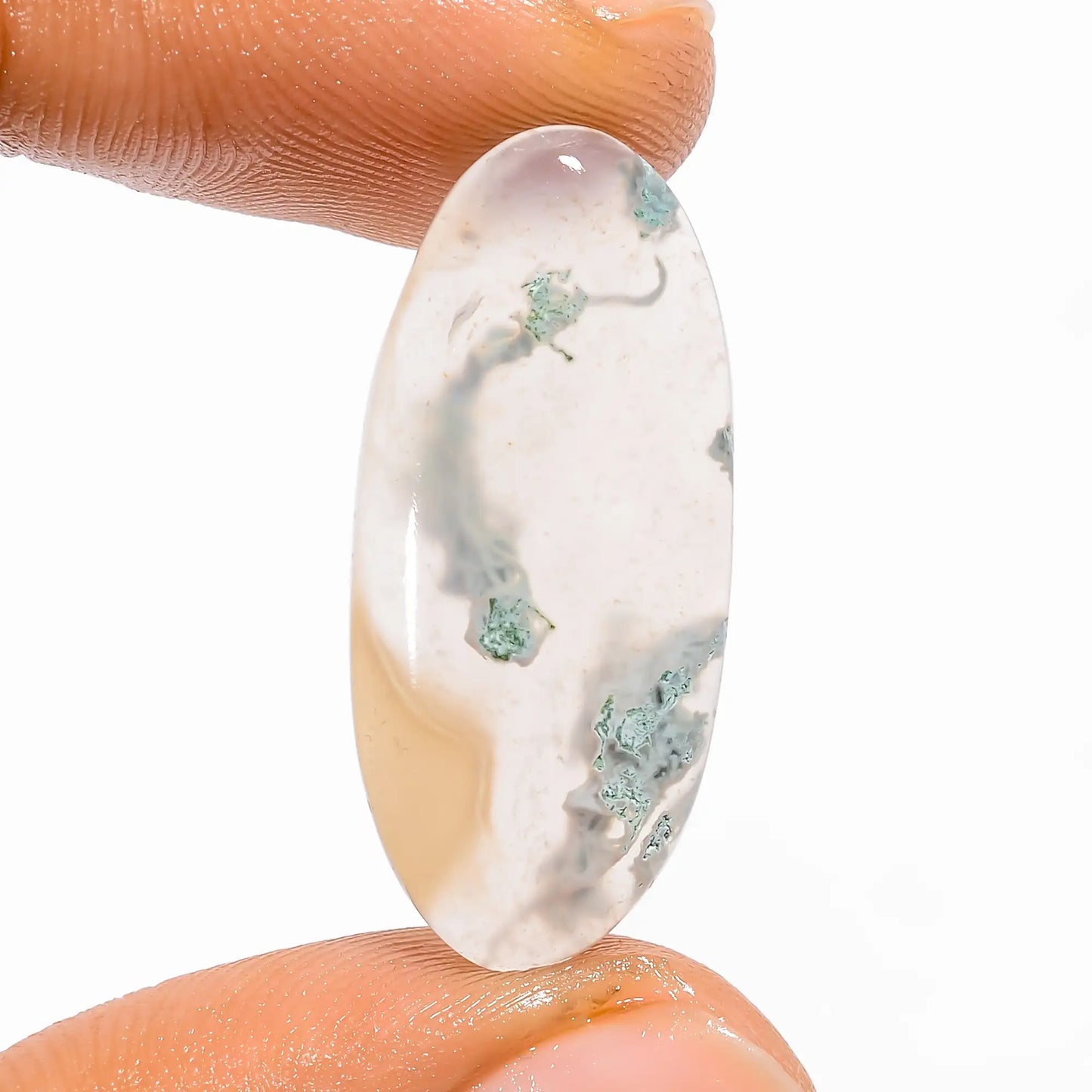 Wonderful Top Grade Quality 100% Natural Moss Agate Oval Shape Cabochon Loose Gemstone For Making Jewelry 13 Ct. 28X13X4 mm V-5433