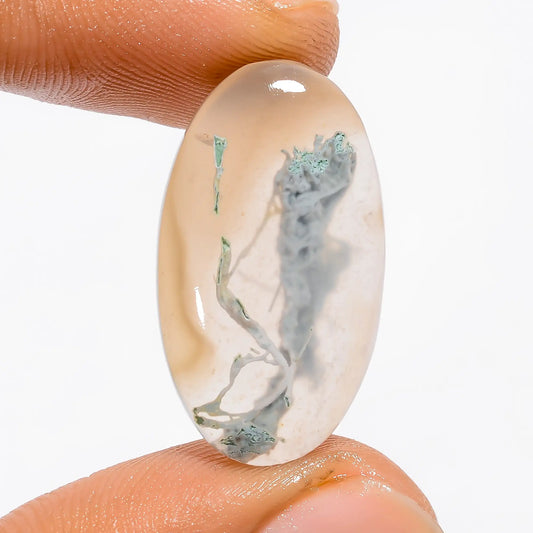 Awesome Top Grade Quality 100% Natural Moss Agate Oval Shape Cabochon Loose Gemstone For Making Jewelry 14.5 Ct. 26X14X4 mm V-5436