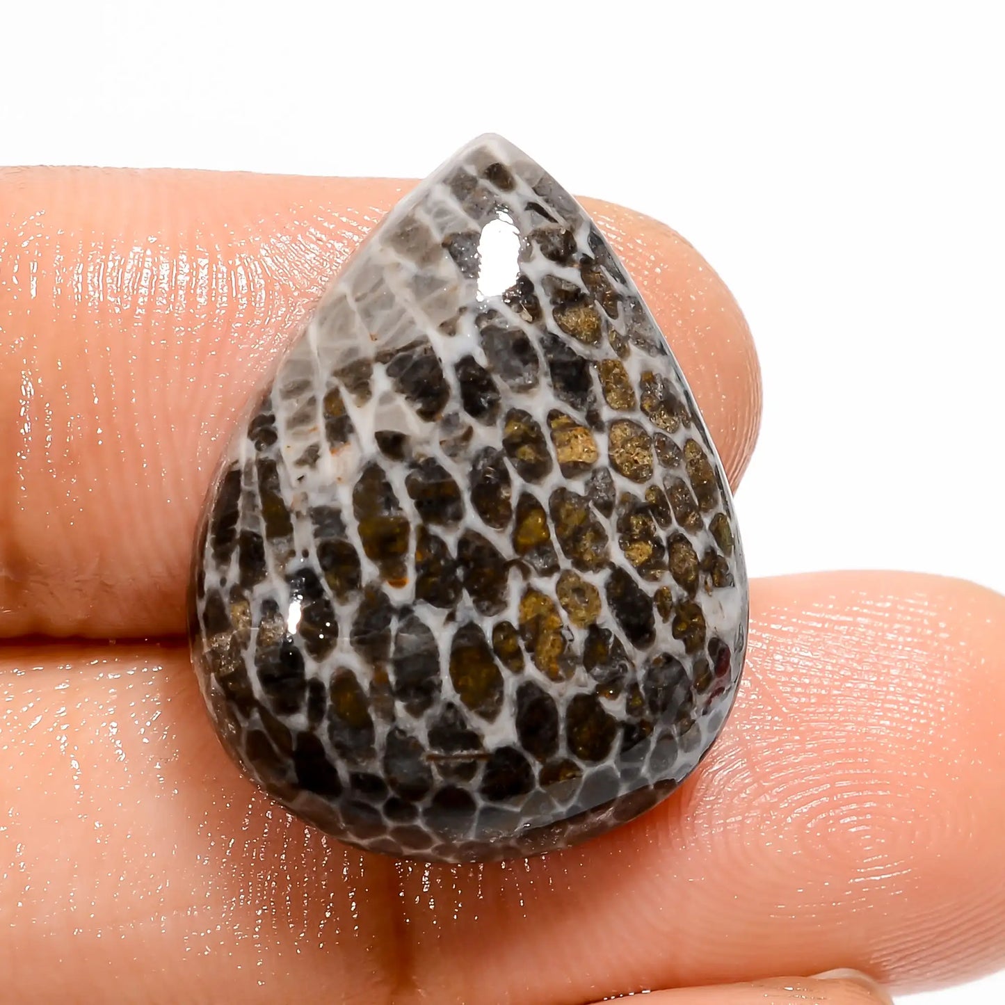 Mind Blowing Top Grade Quality 100% Natural Snakeskin Pear Shape Cabochon Loose Gemstone For Making Jewelry 18 Ct. 22X17X5 mm V-5448