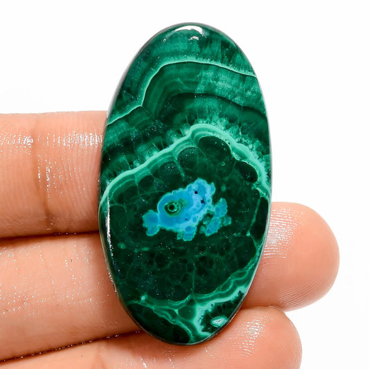 Unique Top Grade Quality 100% Natural Chrysocolla Malachite Oval Shape Cabochon Loose Gemstone For Making Jewelry 54.5 Ct. 38X21X5 mm V-5472