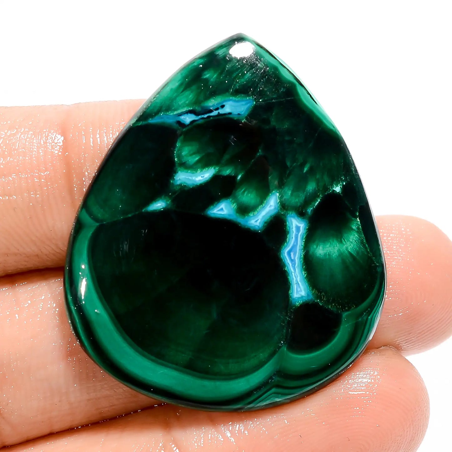 Wonderful Top Grade Quality 100% Natural Chrysocolla Malachite Pear Shape Cabochon Loose Gemstone For Making Jewelry 49 Ct 34X29X4 mm V-5475