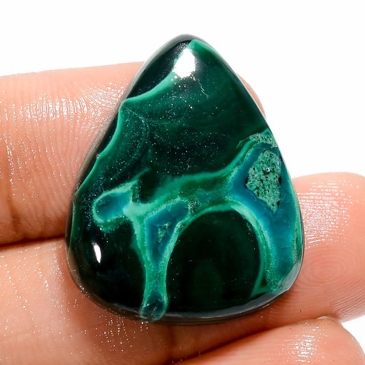 Amazing Top Grade Quality 100% Natural Chrysocolla Malachite Pear Shape Cabochon Loose Gemstone For Making Jewelry 38.5 Ct 25X21X6 mm V-5476