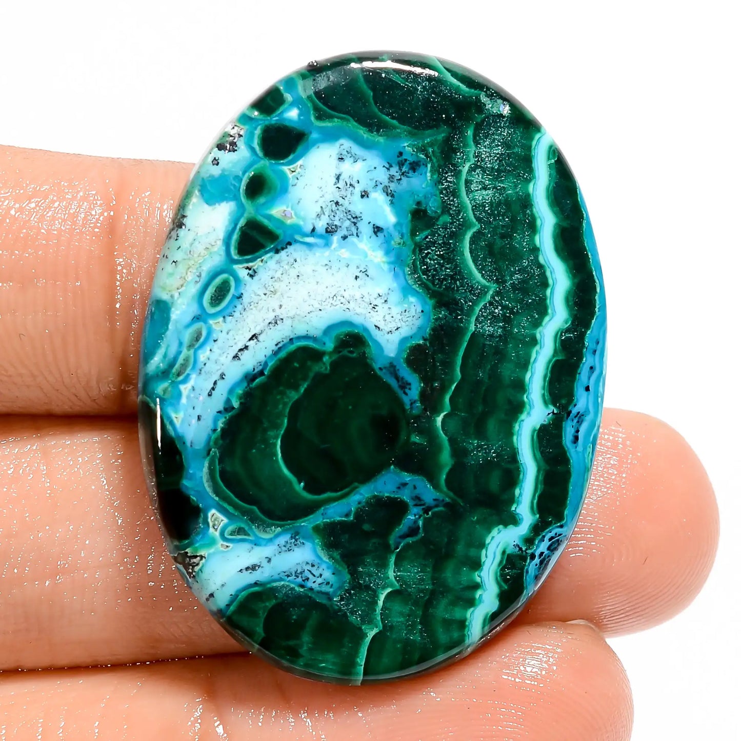 Attractive Top Grade Quality 100% Natural Chrysocolla Malachite Oval Shape Cabochon Loose Gemstone For Making Jewelry 61 Ct 36X26X5 mm V-5477