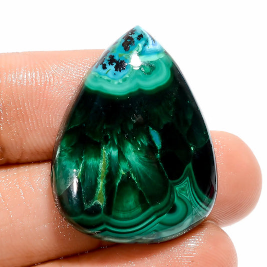 Awesome Top Grade Quality 100% Natural Chrysocolla Malachite Pear Shape Cabochon Loose Gemstone For Making Jewelry 47.5 Ct 29X22X6 mm V-5478