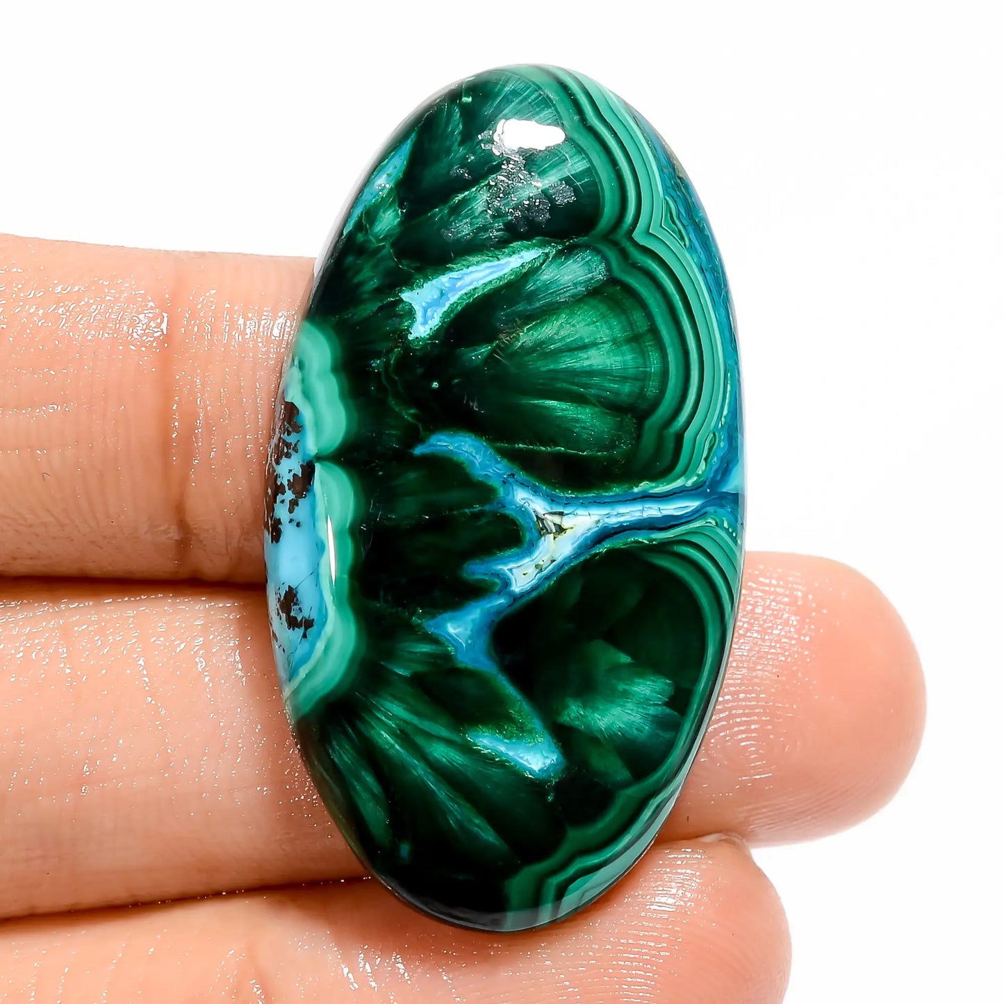 Beautiful Top Grade Quality 100% Natural Chrysocolla Malachite Oval Shape Cabochon Loose Gemstone For Making Jewelry 61 Ct 38X21X6 mm V-5479