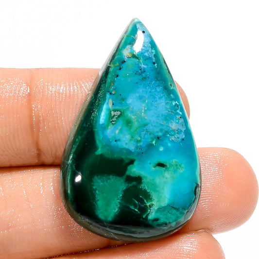 Classic Top Grade Quality 100% Natural Chrysocolla Malachite Pear Shape Cabochon Loose Gemstone For Making Jewelry 47 Ct. 33X22X6 mm V-5480