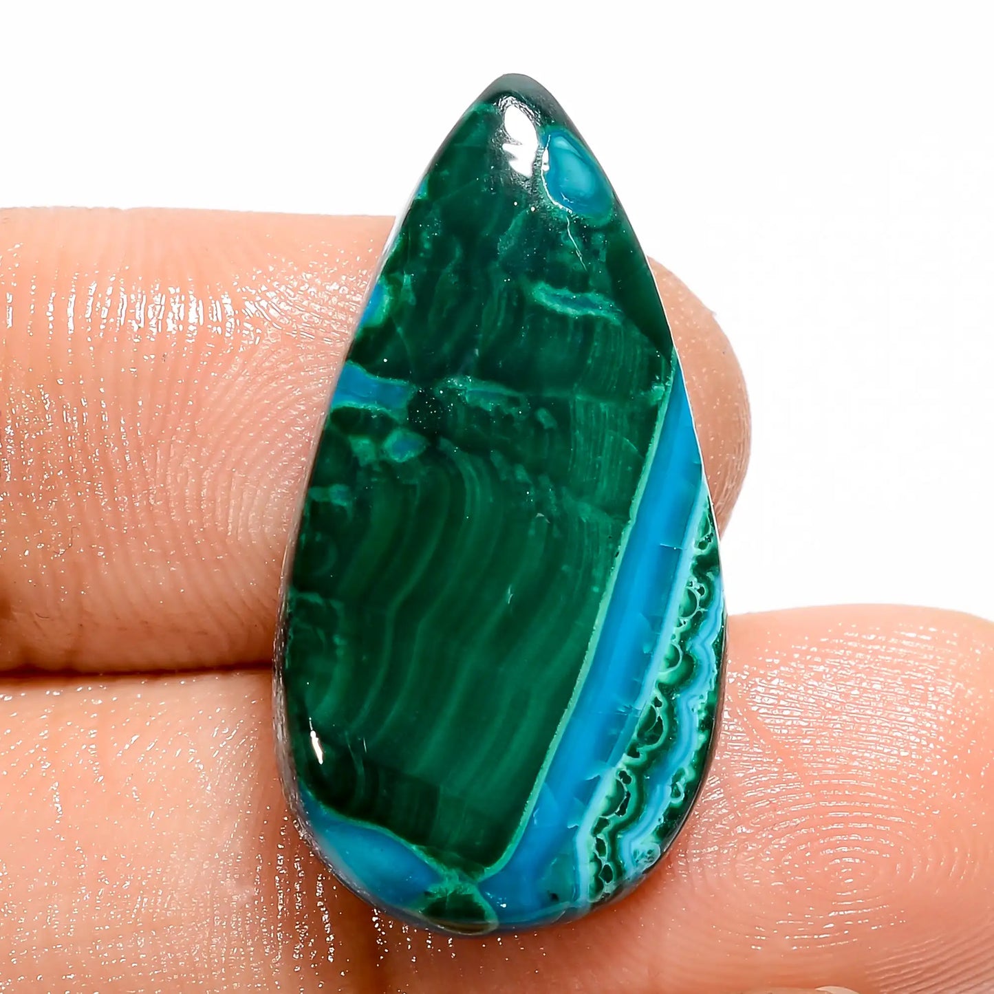 Exclusive Top Grade Quality 100% Natural Chrysocolla Malachite Pear Shape Cabochon Loose Gemstone For Making Jewelry 20.5 Ct 27X14X5 mm V5483