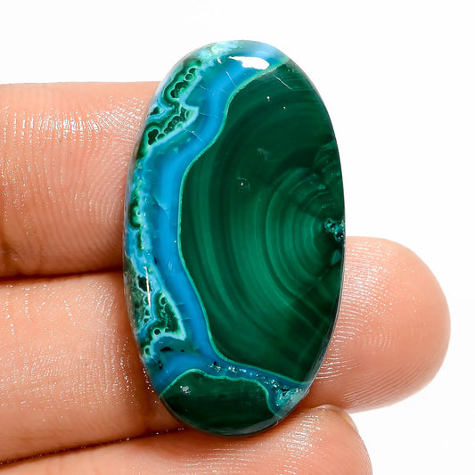 Elegant Top Grade Quality 100% Natural Chrysocolla Malachite Oval Shape Cabochon Loose Gemstone For Making Jewelry 34 Ct. 30X16X5 mm V-5484