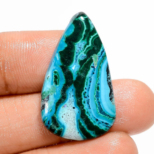 Fantastic Top Grade Quality 100% Natural Chrysocolla Malachite Pear Shape Cabochon Loose Gemstone For Making Jewelry 18 Ct 30X18X4 mm V-5485