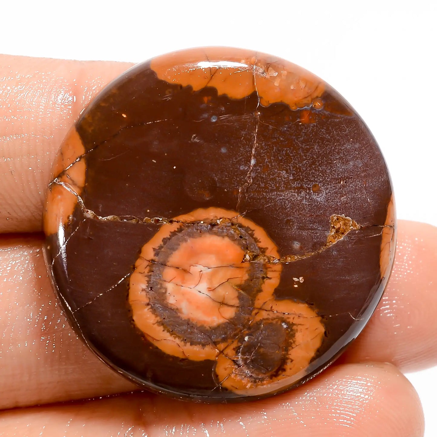 Outstanding Top Grade Quality 100% Natural Bird Eye Jasper Round Shape Cabochon Loose Gemstone For Making Jewelry 41.5 Ct. 30X30X5 mm V-5491