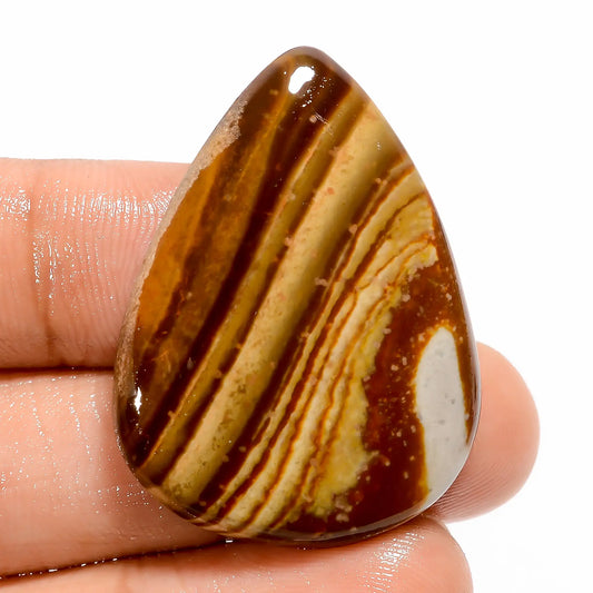 Stunning Top Grade Quality 100% Natural Polychrome Jasper Pear Shape Cabochon Loose Gemstone For Making Jewelry 37.5 Ct. 35X26X5 mm V-5494