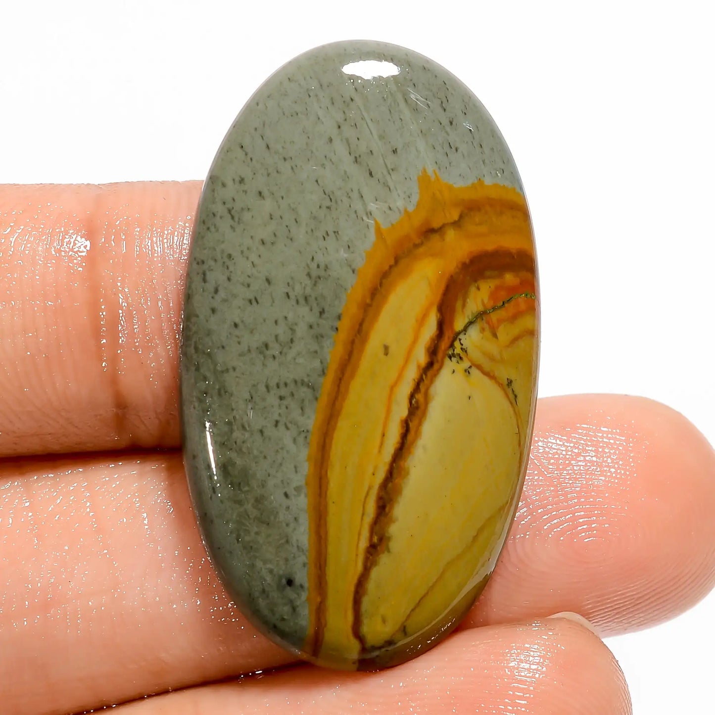 Supreme Top Grade Quality 100% Natural Polychrome Jasper Oval Shape Cabochon Loose Gemstone For Making Jewelry 25.5 Ct. 34X19X4 mm V-5495