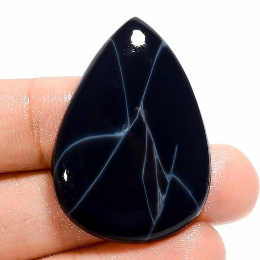 Wonderful Top Grade Quality 100% Natural Spider Web Obsidian Pear Shape Cabochon Loose Gemstone For Making Jewelry 37 Ct. 36X26X5 mm V-5517