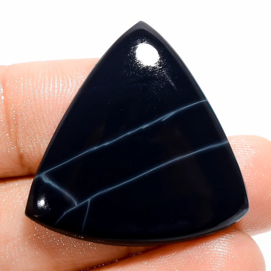 Amazing Top Grade Quality 100% Natural Spider Web Obsidian Triangle Shape Cabochon Loose Gemstone For Making Jewelry 27.5 Ct. 29X28X5 mm V-5518