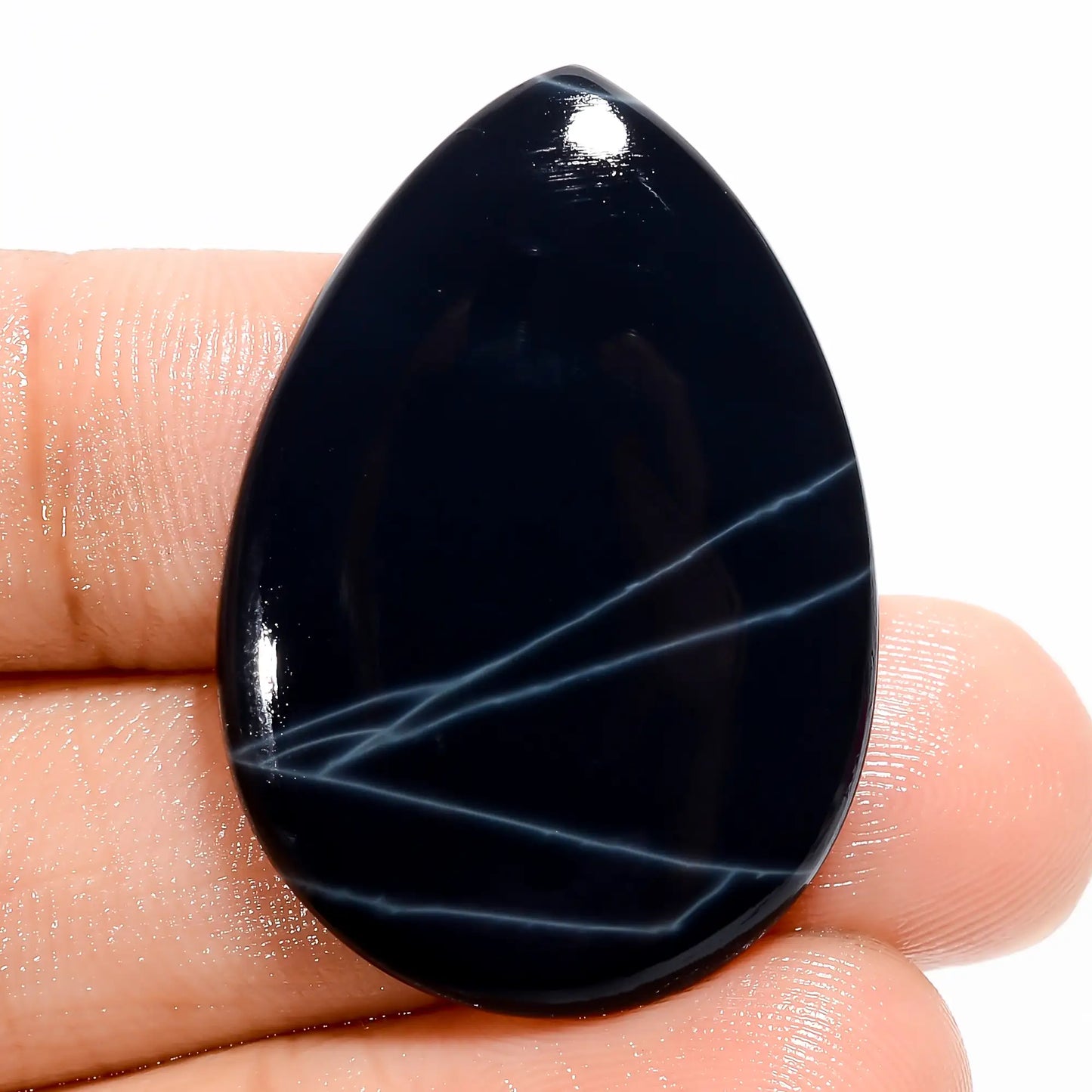 Awesome Top Grade Quality 100% Natural Spider Web Obsidian Pear Shape Cabochon Loose Gemstone For Making Jewelry 23.5 Ct. 33X23X5 mm V-5520