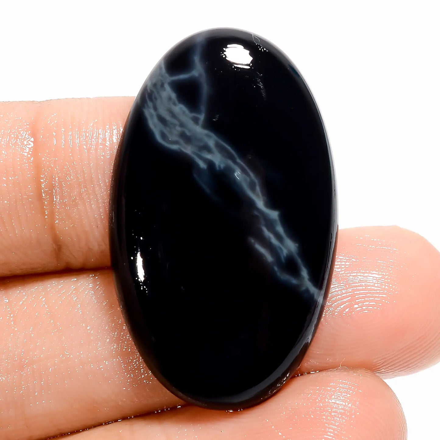 Beautiful Top Grade Quality 100% Natural Spider Web Obsidian Oval Shape Cabochon Loose Gemstone For Making Jewelry 26 Ct. 32X20X5 mm V-5521