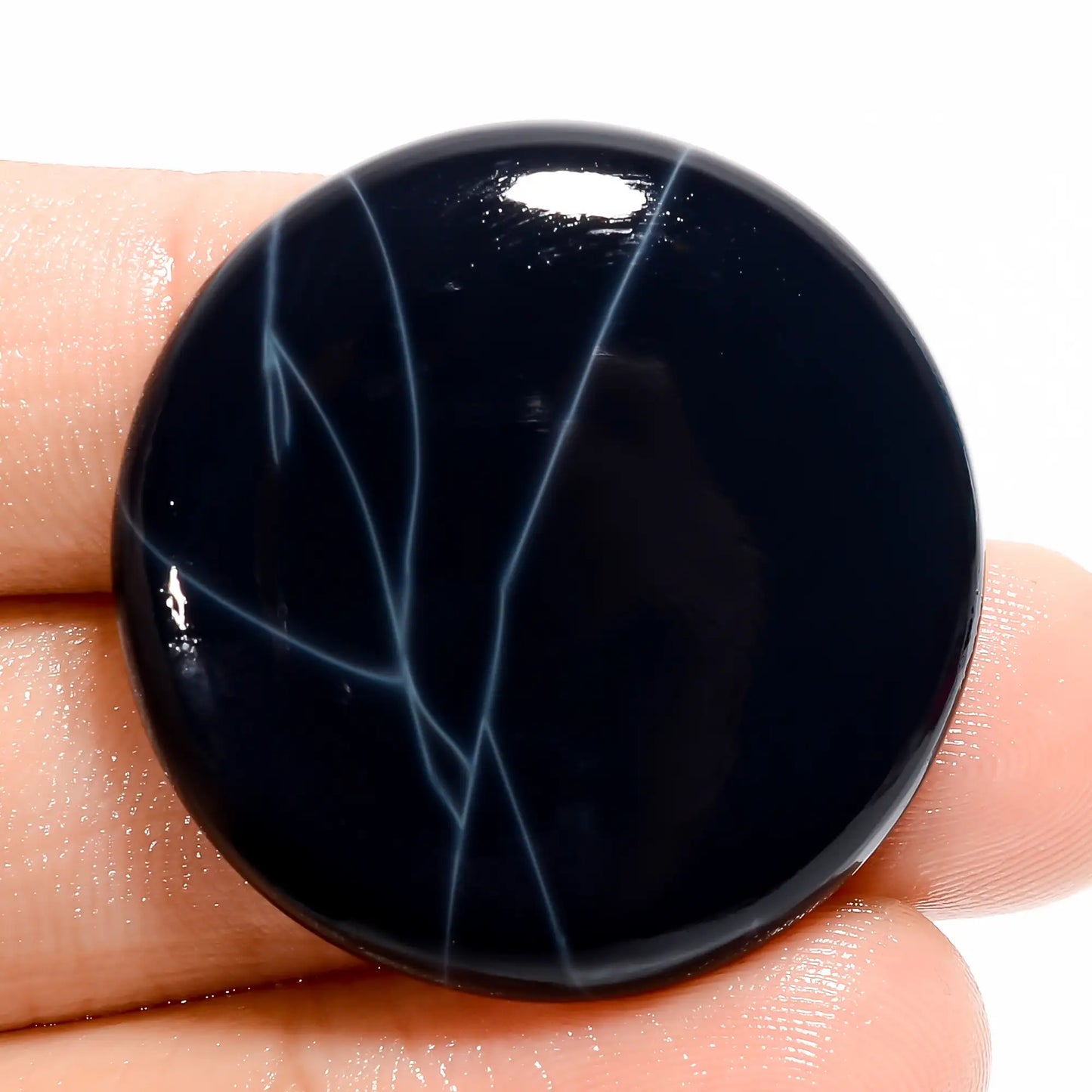 Elegant Top Grade Quality 100% Natural Spider Web Obsidian Round Shape Cabochon Loose Gemstone For Making Jewelry 38 Ct. 30X30X5 mm V-5526