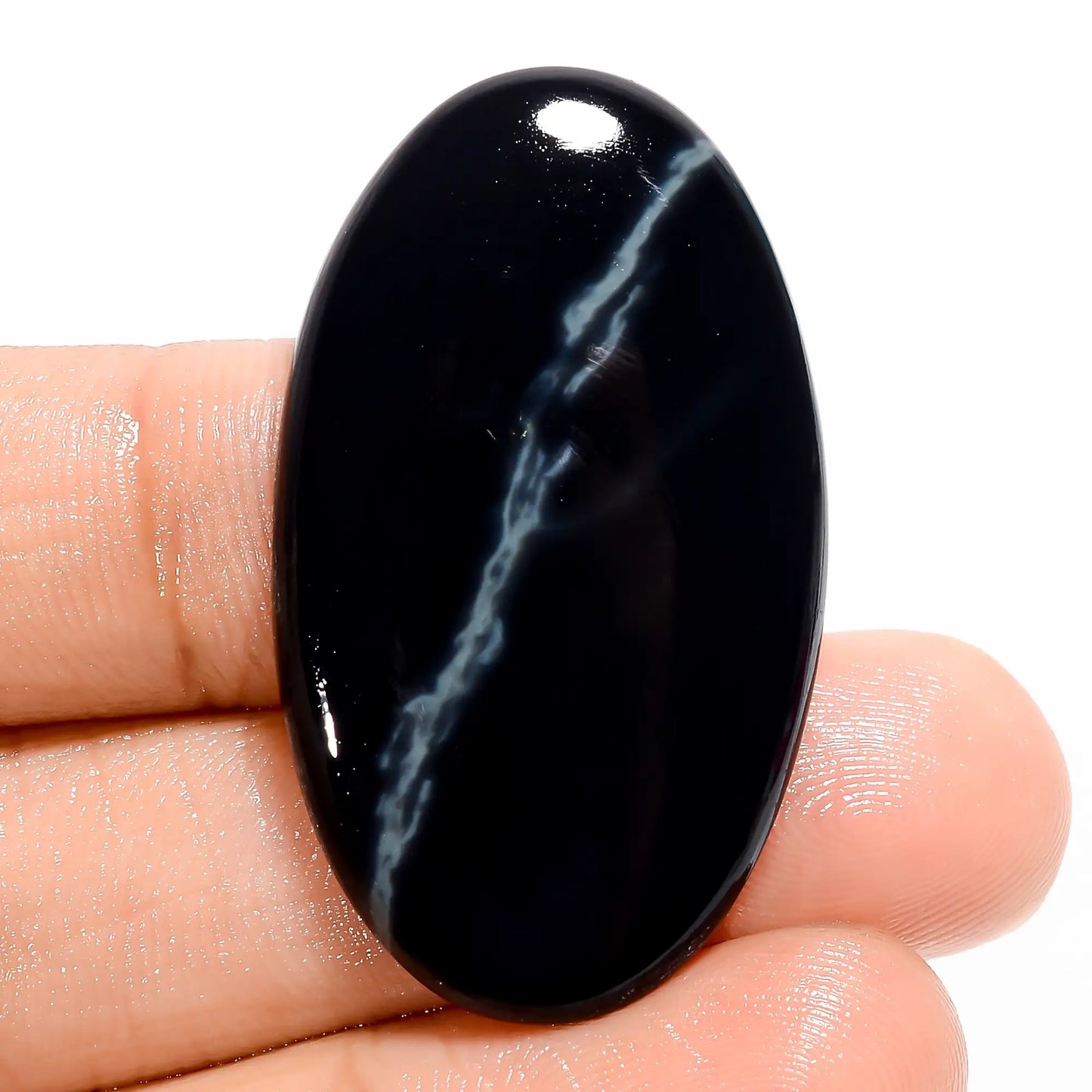 Incredible Top Grade Quality 100% Natural Spider Web Obsidian Oval Shape Cabochon Loose Gemstone For Making Jewelry 33 Ct. 38X22X5 mm V-5530