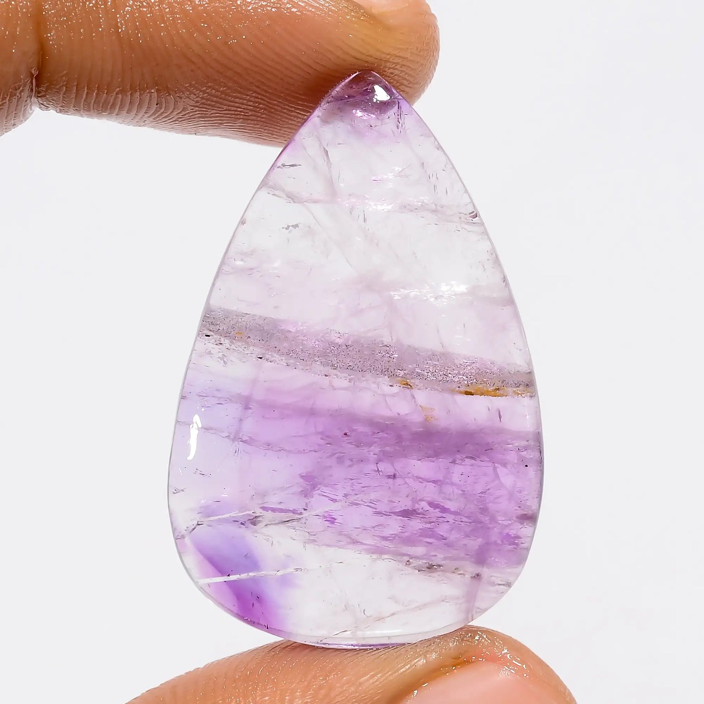 Amazing Top Grade Quality 100% Natural Trapiche Amethyst Pear Shape Cabochon Loose Gemstone For Making Jewelry 25.5 Ct. 34X22X4 mm V-5542