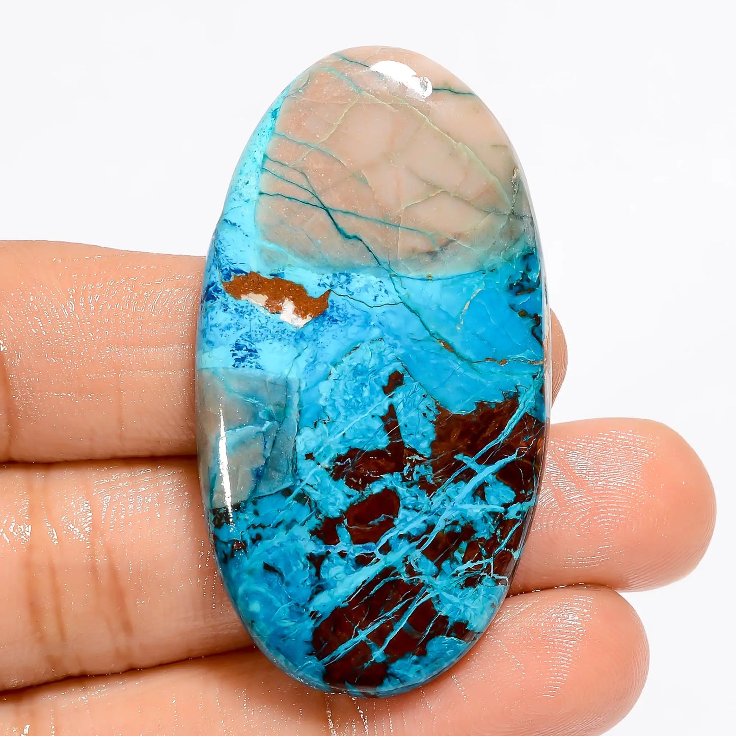 Awesome Top Grade Quality 100% Natural Shattuckite Oval Shape Cabochon Loose Gemstone For Making Jewelry 68.5 Ct. 48X26X5 mm V-5546