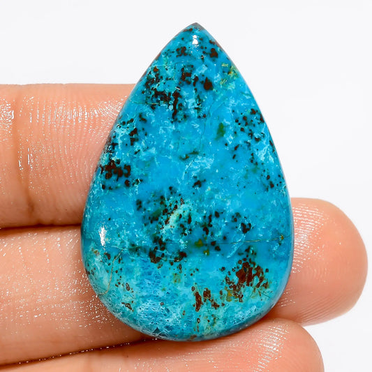 Exclusive Top Grade Quality 100% Natural Shattuckite Pear Shape Cabochon Loose Gemstone For Making Jewelry 30 Ct. 33X22X5 mm V-5551