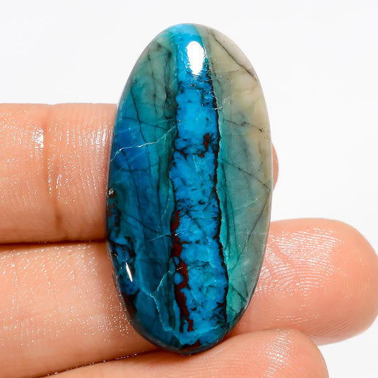 Immaculate Top Grade Quality 100% Natural Shattuckite Oval Shape Cabochon Loose Gemstone For Making Jewelry 35 Ct. 35X17X5 mm V-5555