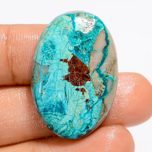 Amazing Top Grade Quality 100% Natural Shattuckite Oval Shape Cabochon Loose Gemstone For Making Jewelry 34.5 Ct. 31X21X6 mm V-5558