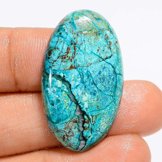 Amazing Top Grade Quality 100% Natural Shattuckite Oval Shape Cabochon Loose Gemstone For Making Jewelry 25.5 Ct. 32X18X5 mm V-5560