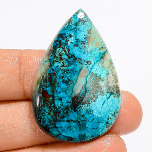 Awesome Top Grade Quality 100% Natural Shattuckite Pear Shape Cabochon Loose Gemstone For Making Jewelry 43 Ct. 39X26X5 mm V-5562