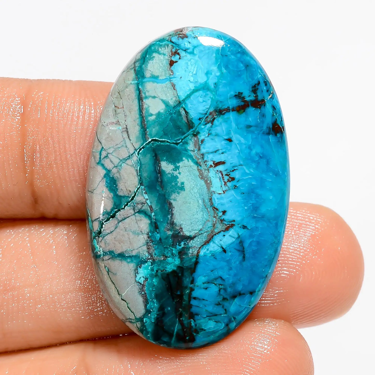 Beautiful Top Grade Quality 100% Natural Shattuckite Oval Shape Cabochon Loose Gemstone For Making Jewelry 39 Ct. 34X21X6 mm V-5563