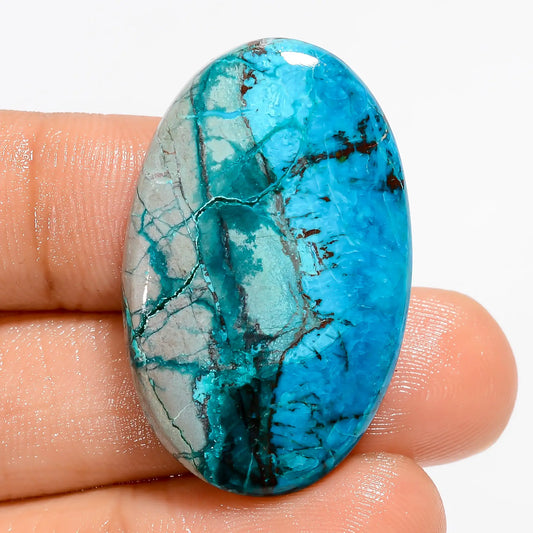 Beautiful Top Grade Quality 100% Natural Shattuckite Oval Shape Cabochon Loose Gemstone For Making Jewelry 39 Ct. 34X21X6 mm V-5563