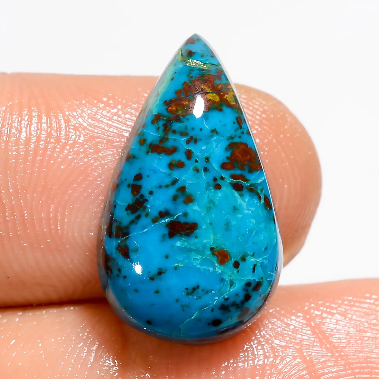 Elegant Top Grade Quality 100% Natural Shattuckite Pear Shape Cabochon Loose Gemstone For Making Jewelry 10 Ct. 19X11X5 mm V-5568