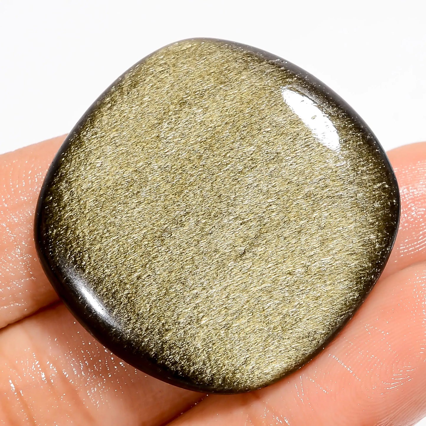 Incredible Top Grade Quality 100% Natural Golden Sheen Obsidian Cushion Shape Cabochon Gemstone For Making Jewelry 48.5 Ct 32X32X6 mm V-5572